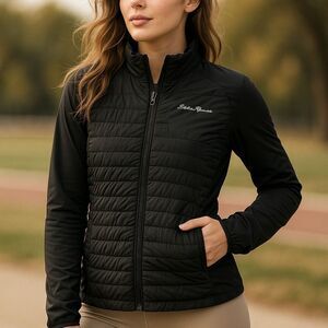 Eddie Bauer Black Hybrid Goose Down Jacket S Athleisure Activewear Romanized Spo
